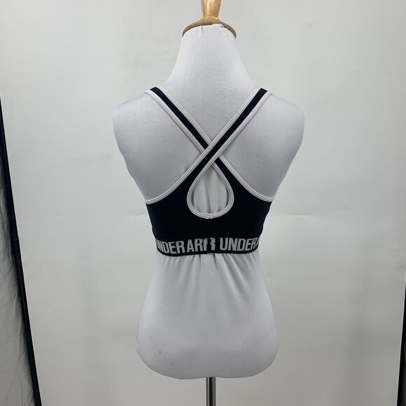 Under Armour Compression Sports Bra Womens M Medium Black Crossback Scoop Neck - Picture 5 of 12